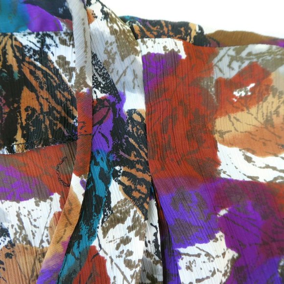 Vintage Blouse Open Front Waterfall Puff Short Sleeves Cardigan L - Picture 6 of 7